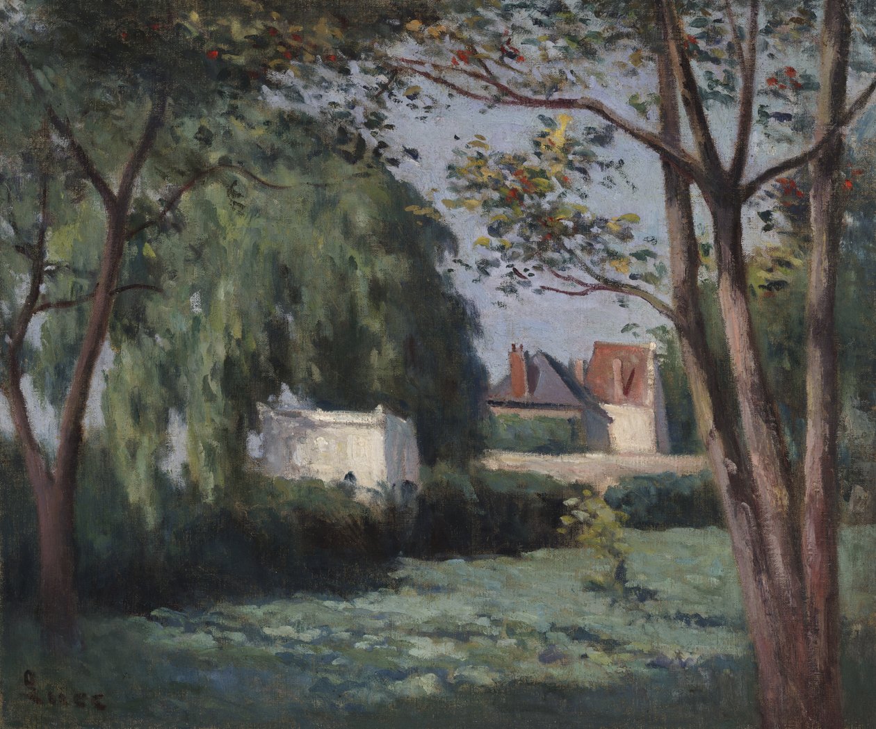 Üç Evli ve Ağaçlı Kır Manzarası, 1900 dolayları by Maximilien Luce