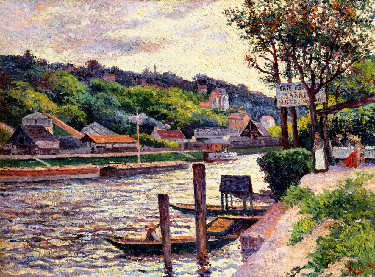 Oise Kıyısında Açık Hava Kafe, 1897 by Maximilien Luce