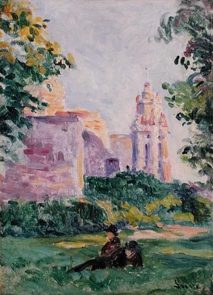 Çimlerde Dinlenme, c.1897 (gemide yağ) by Maximilien Luce