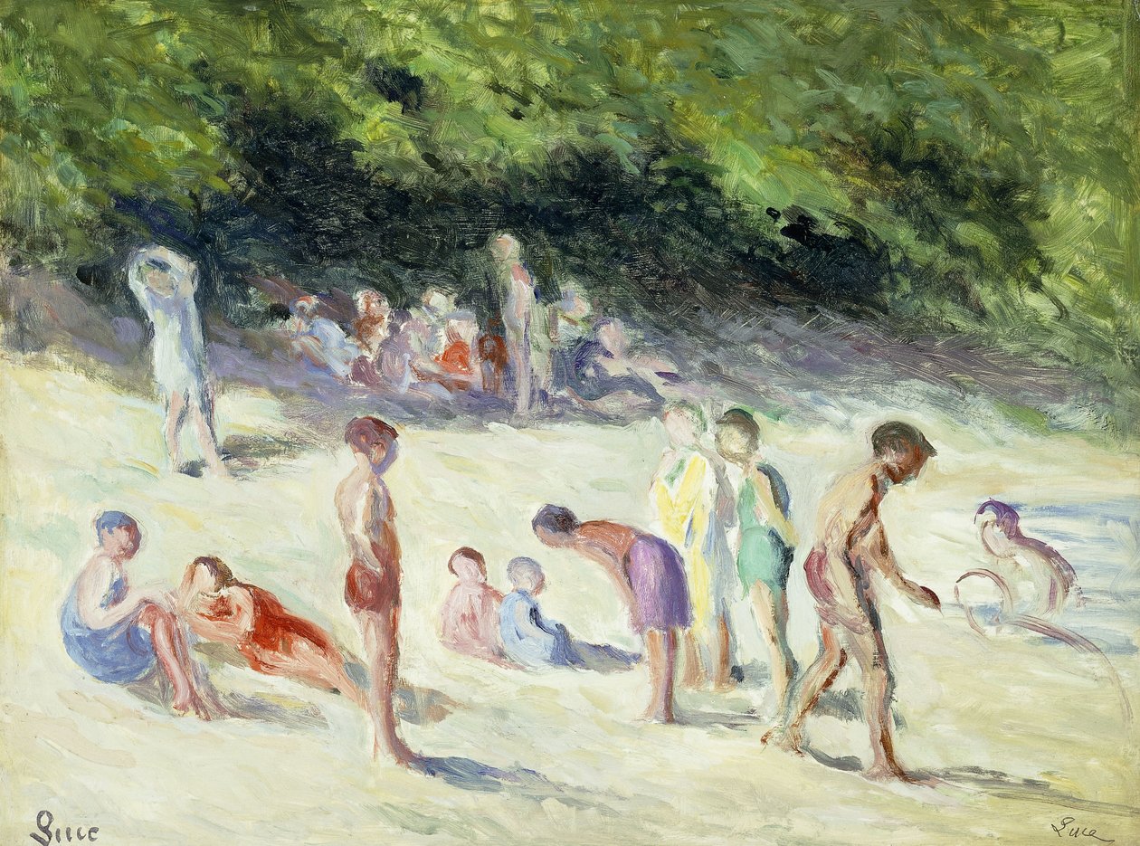 Mericourt Yıkananlar; La Baignade ve Mericourt, 1935 by Maximilien Luce