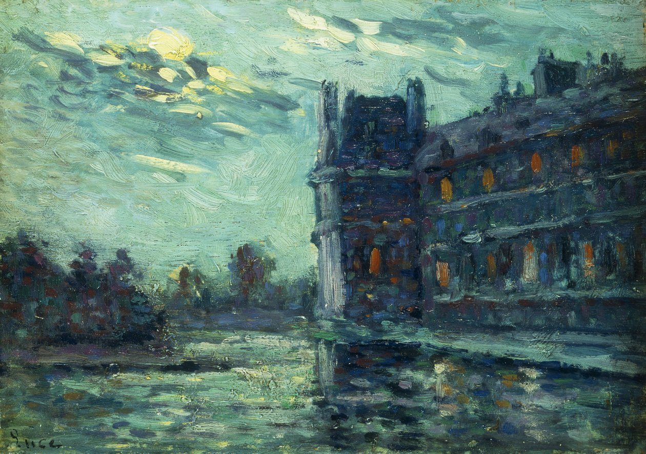 1910 Selleri, The Pavillon de Flore, Louvre, Paris; 1910 Tufanları, Le Pavillon de Flore, 1910 by Maximilien Luce