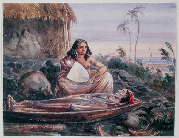 Tahiti'de Bir Cenaze, c.1841-48 (kağıt üzerine suluboya) by Maximilien Radiguet