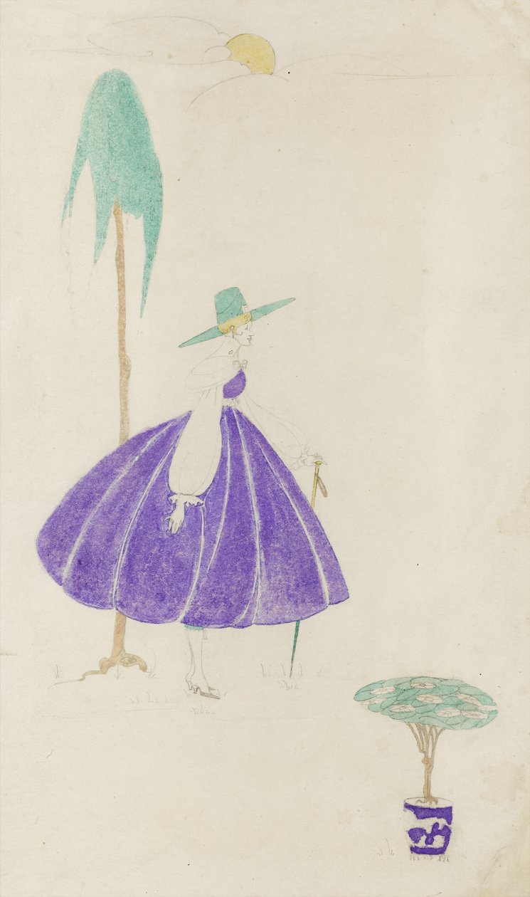 Mor elbiseli kadın, 1914 by May Gardiner