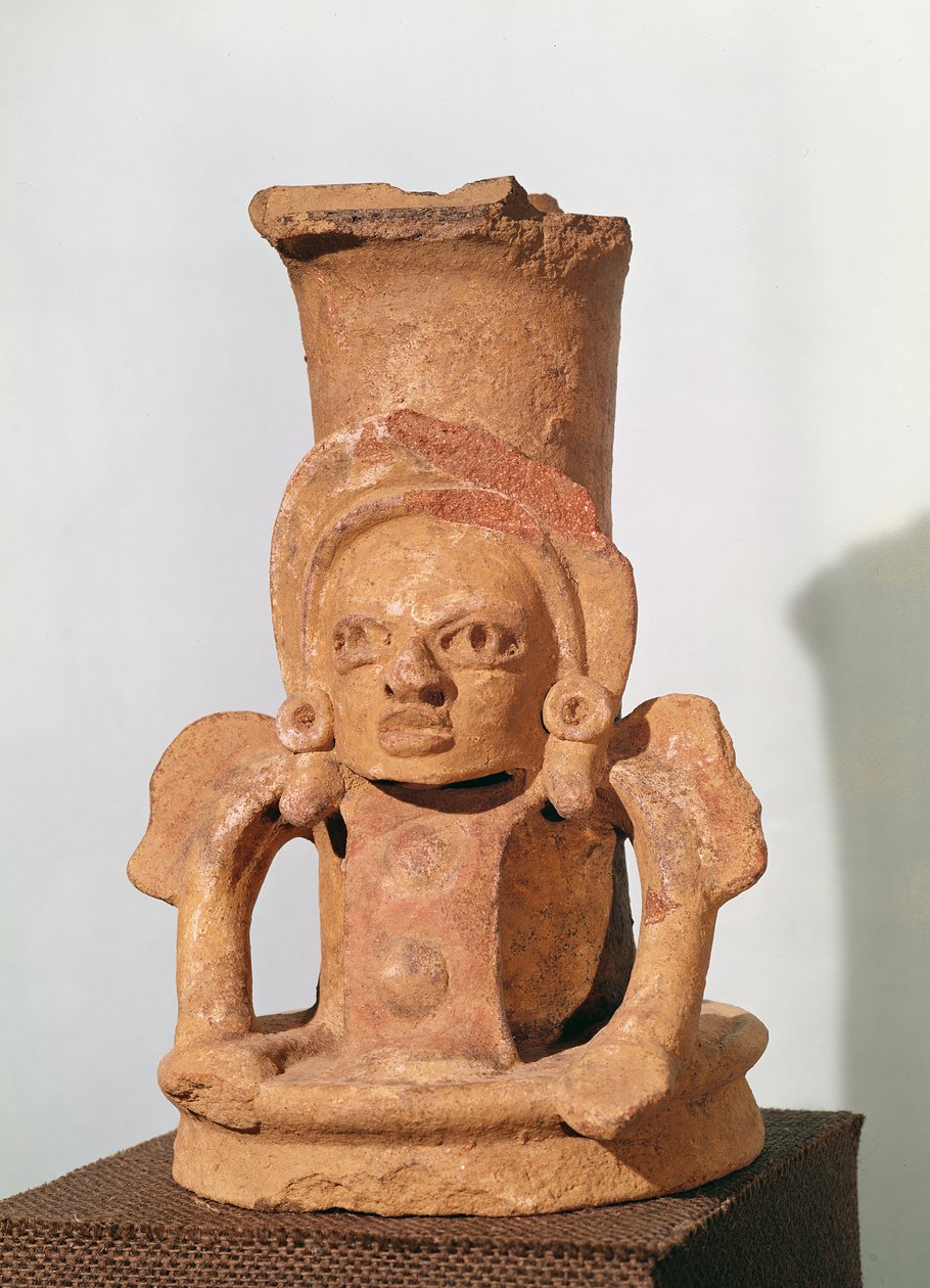 Oturan figür şeklinde buhurdanlık, Klasik Dönem Öncesi (çömlekçilik) by Mayan