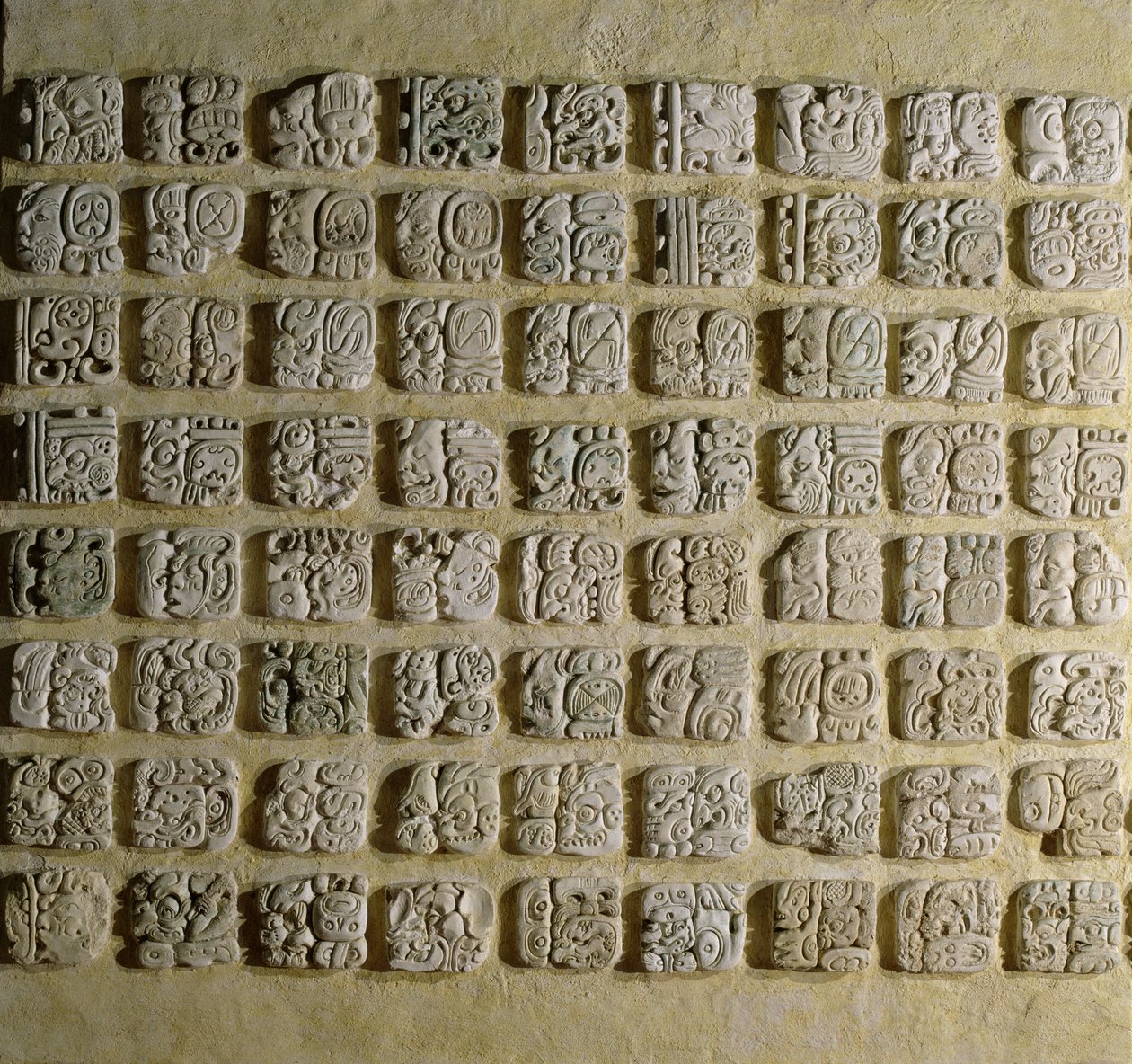 Tapınak XVIII, Palenque, Chiapas, Meksika, Geç Klasik Dönem (sıva) glif paneli by Mayan