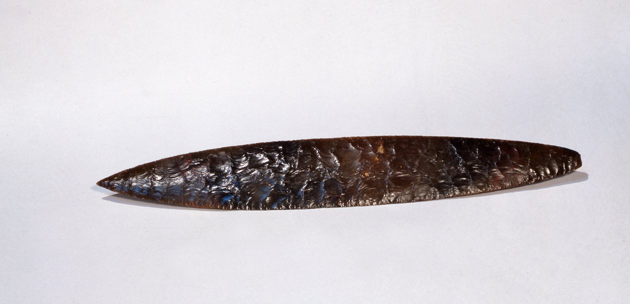 Kurban bıçağı, Nakum, Peten, Guatemala, Geç Klasik Dönem (obsidiyen) by Mayan