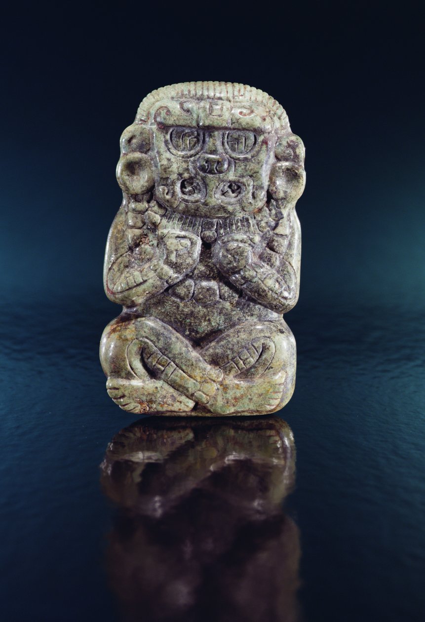 Tanrı figürü, Honduras (yeşim ve zinober) by Mayan