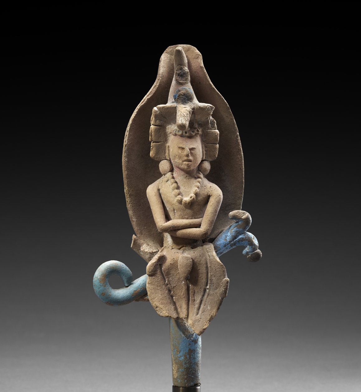 Mısır Kabuğunda Mısır Tanrısı, AD 600-900 (çok renkli pigment izleri olan toprak kap) by Mayan