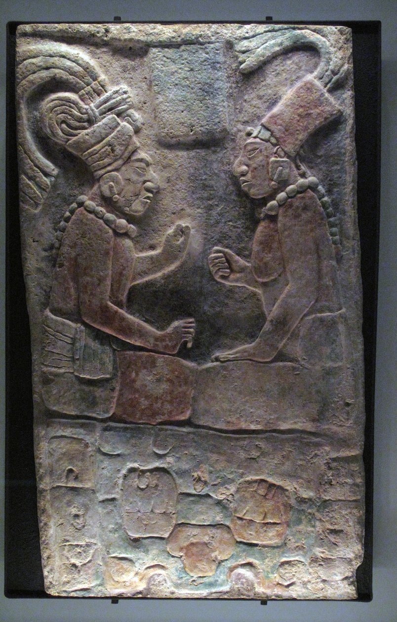 İki oturan adam, El Chicozapote, Usumacinta, Geç Klasik Dönem, MS 600-900 by Mayan