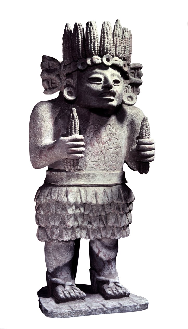 Kolomb öncesi medeniyet: Hizmetçiler tanrısını temsil eden Maya heykeli. Paris, Musee de l