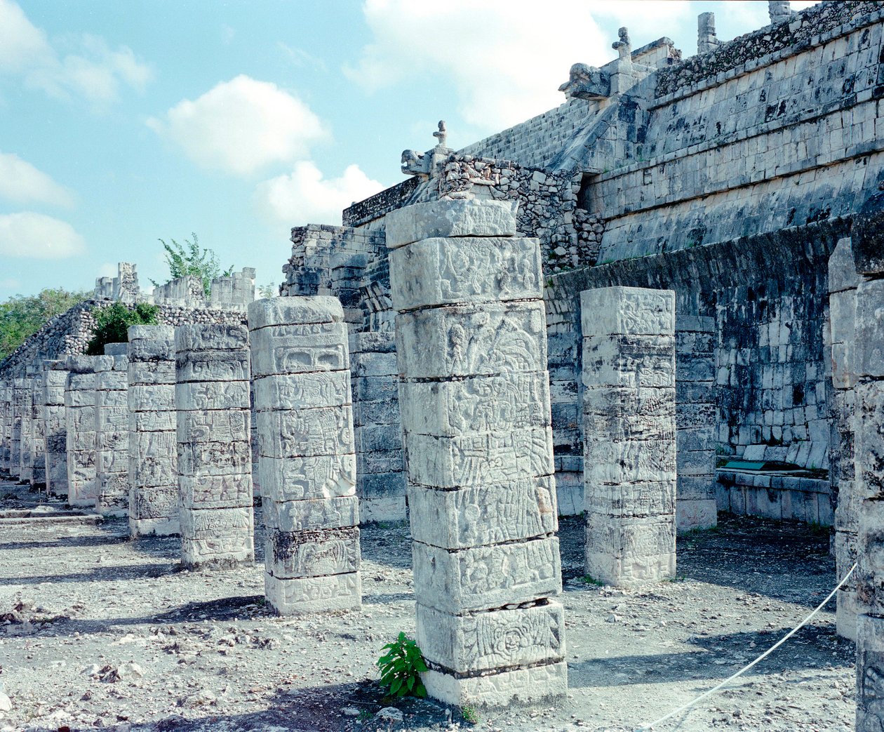 Kolomb öncesi medeniyet: Yucatan bölgesindeki Chichen Itza bölgesinin görünümü. Maya uygarlığı, klasik dönem ve Maya rönesansı, MS 750-1200. Meksika by Mayan Mayan
