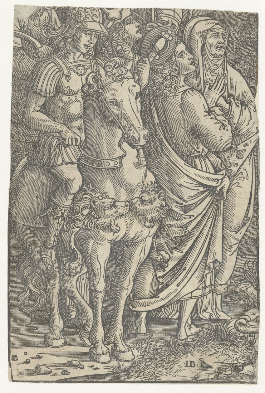 Evangelist John ve Mary ve Soldiers ile bir Çarmıha Gerilme Parçası by Meester IB met de vogel