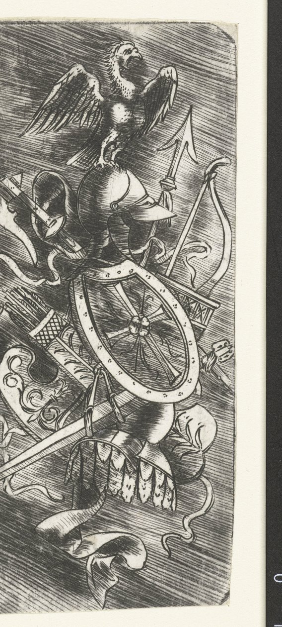 Çeşitli silahlar da dahil olmak üzere silah ganimetlerinin üstünde kartal by Meester van 1515