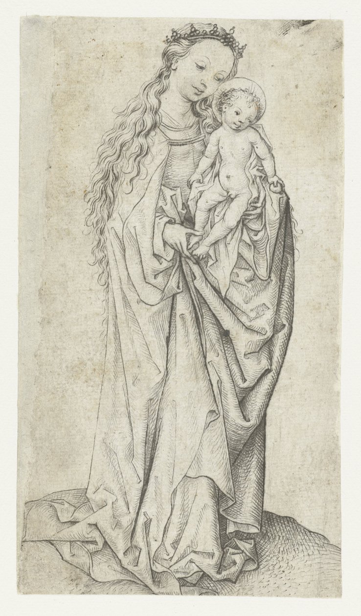 Apple ile Madonna ve Çocuk Ayakta by Meester van het Amsterdamse Kabinet