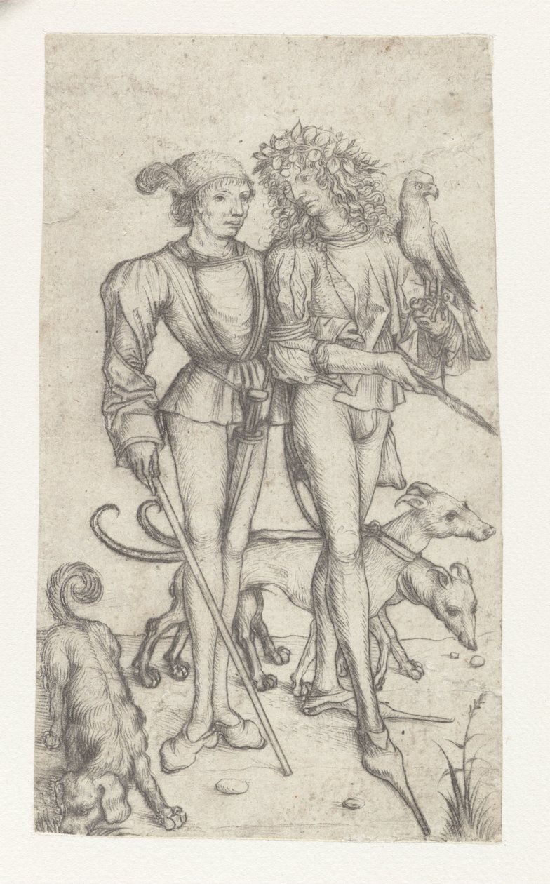 Falconer ve arkadaşı by Meester van het Amsterdamse Kabinet