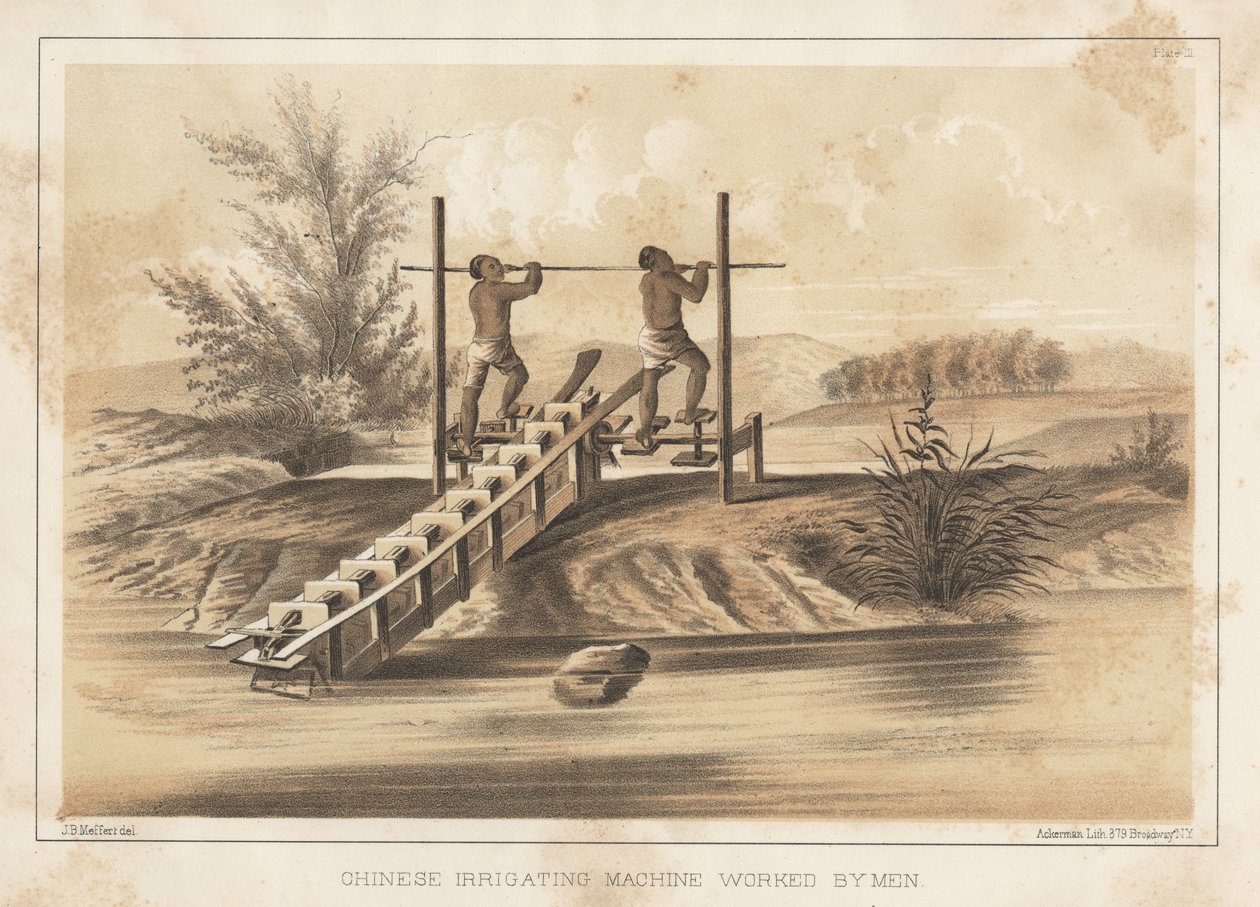 Erkeklerin Çalıştırdığı Çin Sulama Makinesi, 1855 by Meffert