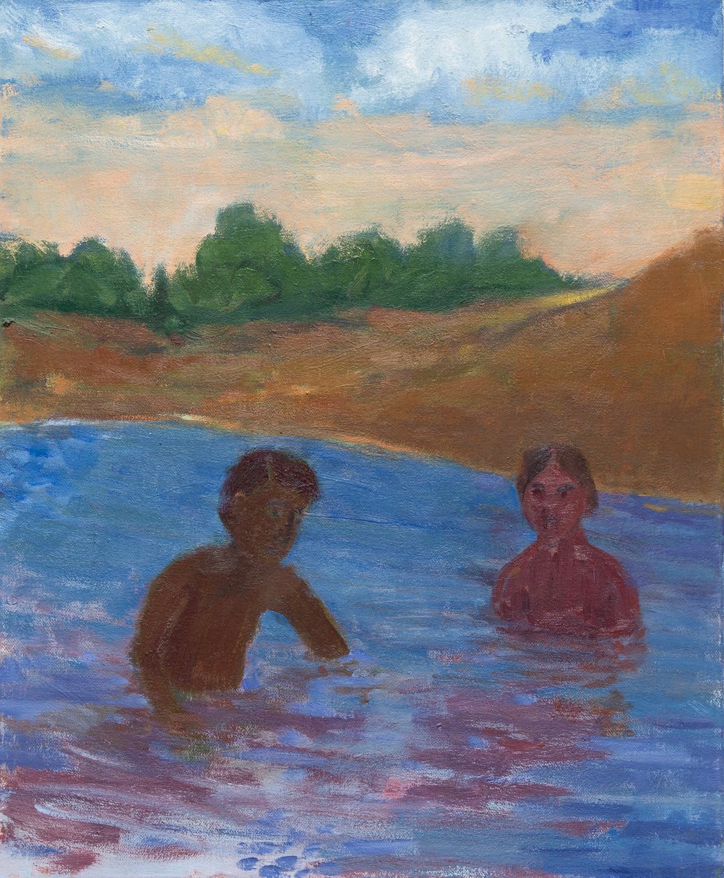 Evening Swim, 2017 (tuval üzerine yağlıboya) by Megan Williamson