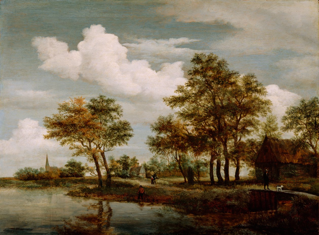 Bir Nehir Sahnesi, 1658 (meşe panel üzerine yağlı boya) by Meindert Hobbema