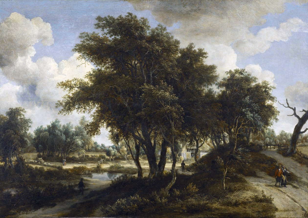 The Cottage, c.1663 (meşe panel üzerine yağlı boya) by Meindert Hobbema