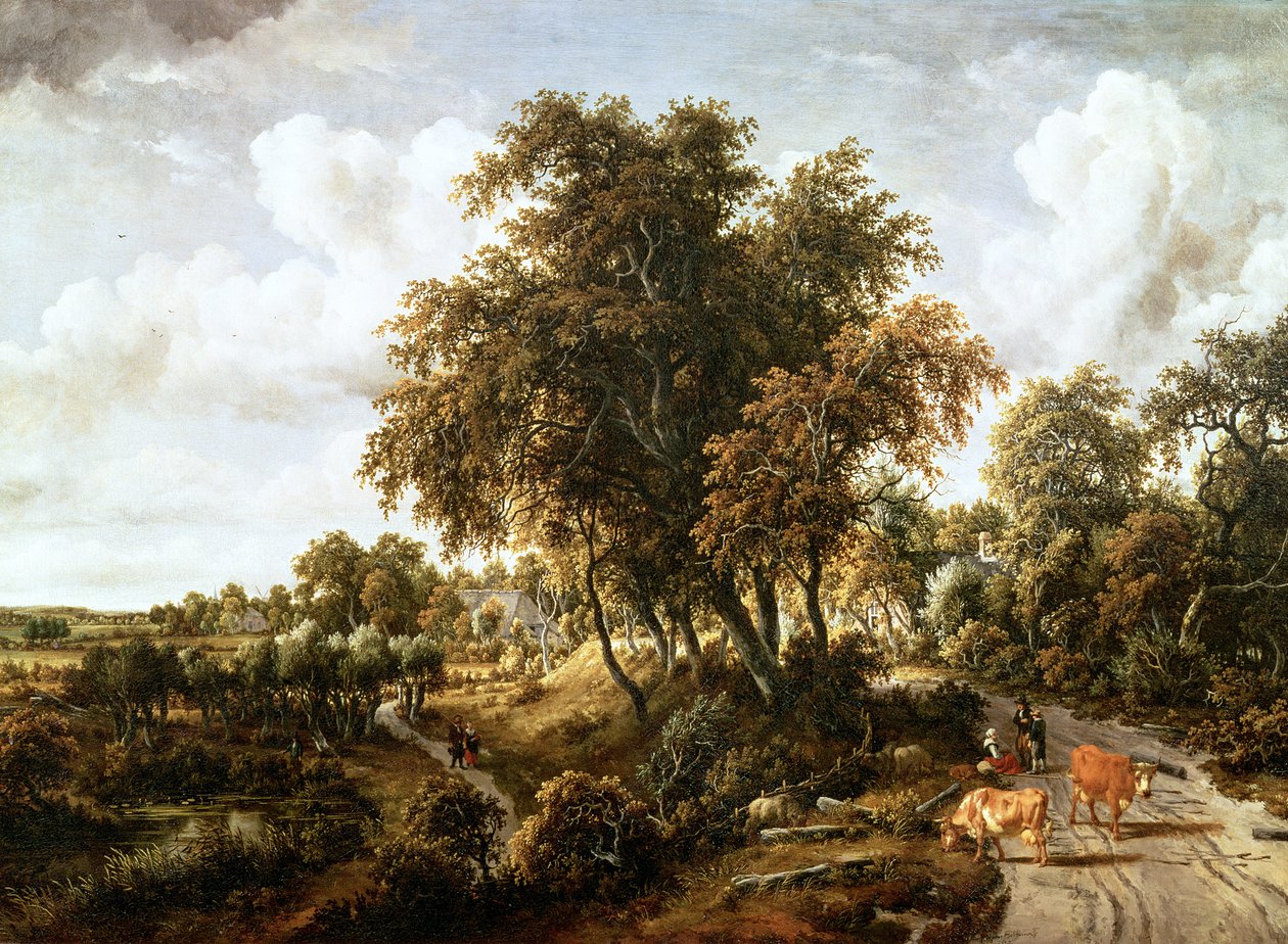 Dyke üzerinde yol by Meindert Hobbema