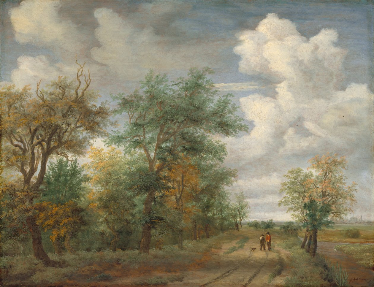 Figürlü Ağaçlık Peyzaj, c. 1658. by Meindert Hobbema