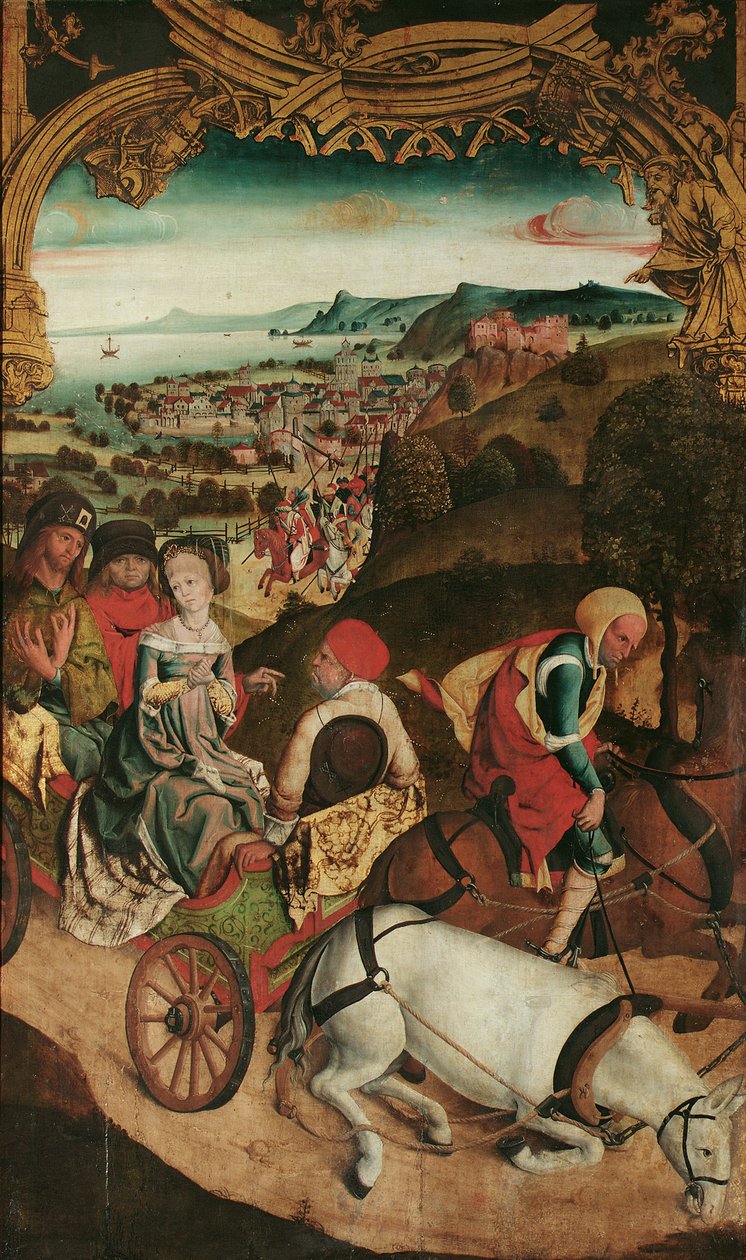 kutsal uçuş Cantius, Cantianus ve Cantianilla (içeride); Zeytin Dağı