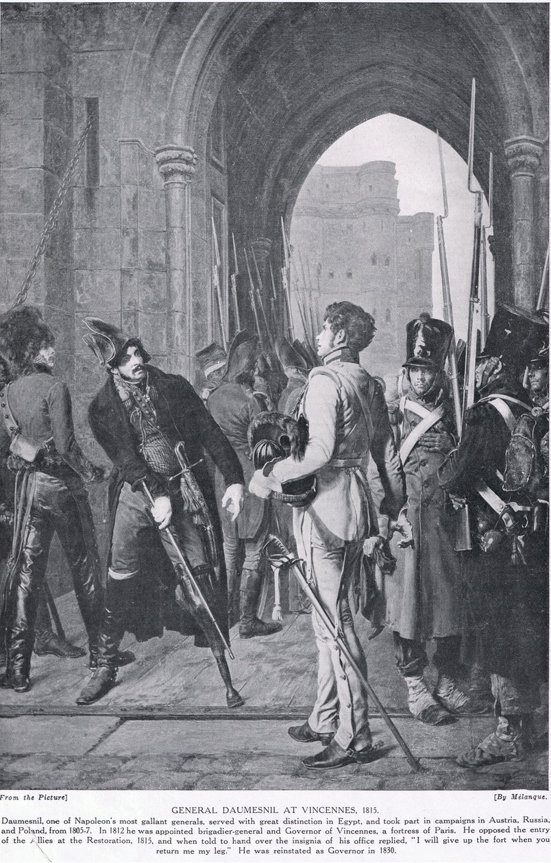 General Daumesnil, Vincennes'de, 1815, 'Hutchinson's History of the Nations'dan bir çizim, c.1910 by Melanque