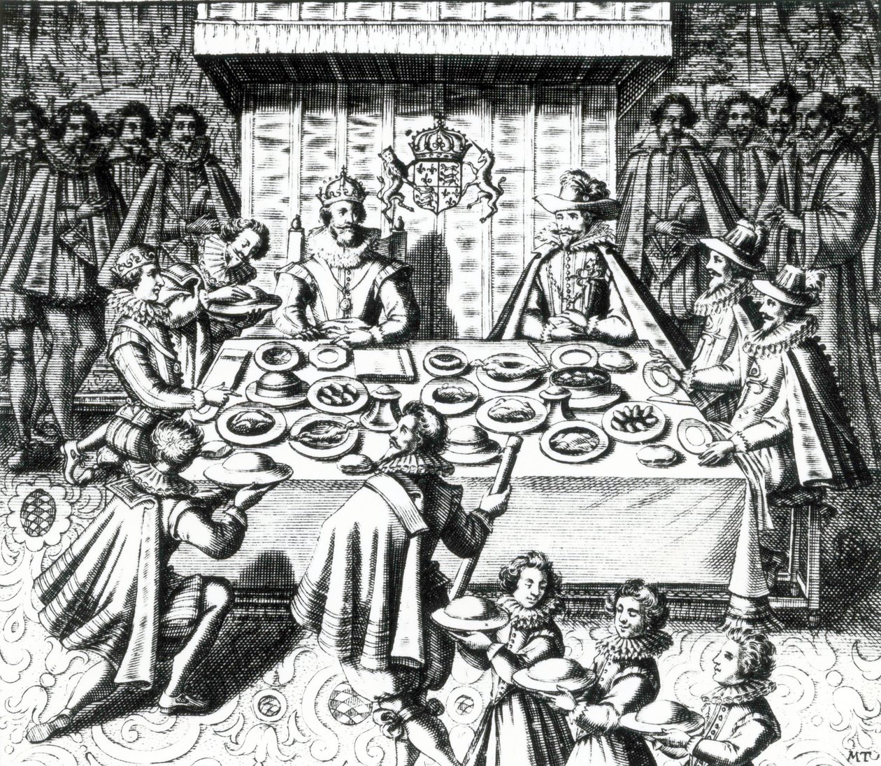 Kral James, İspanyol büyükelçileriyle ziyafet veriyor, 1624 by Melchior Tavernier