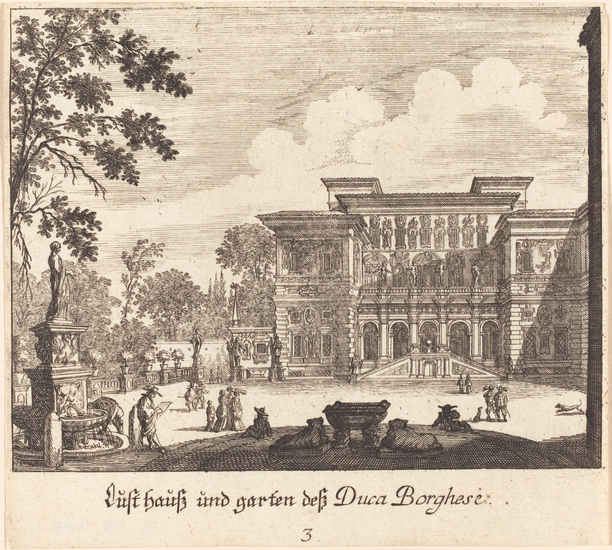Borghese Sarayı ve Bahçeleri by Melchior Küsel after Johann Wilhelm Baur