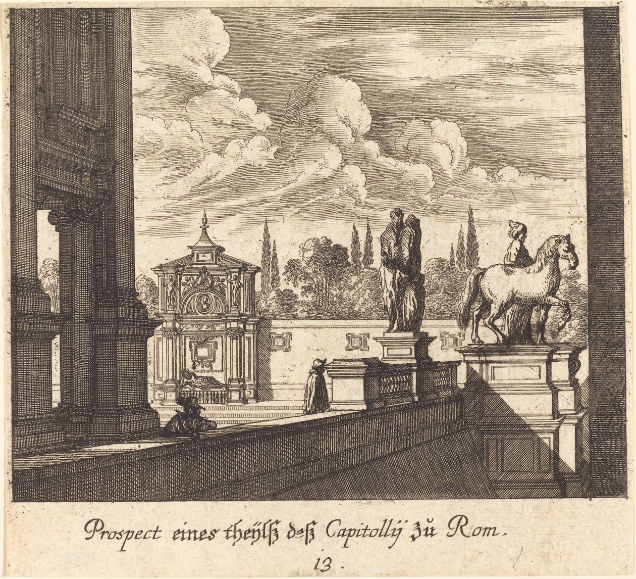 Capitoline, Roma by Melchior Küsel after Johann Wilhelm Baur