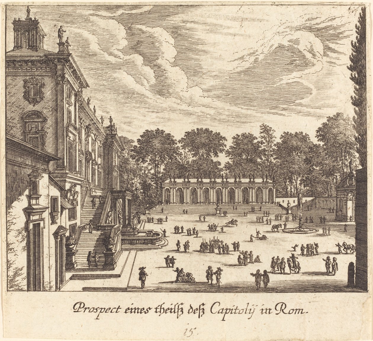 Capitoline, Roma by Melchior Küsel after Johann Wilhelm Baur