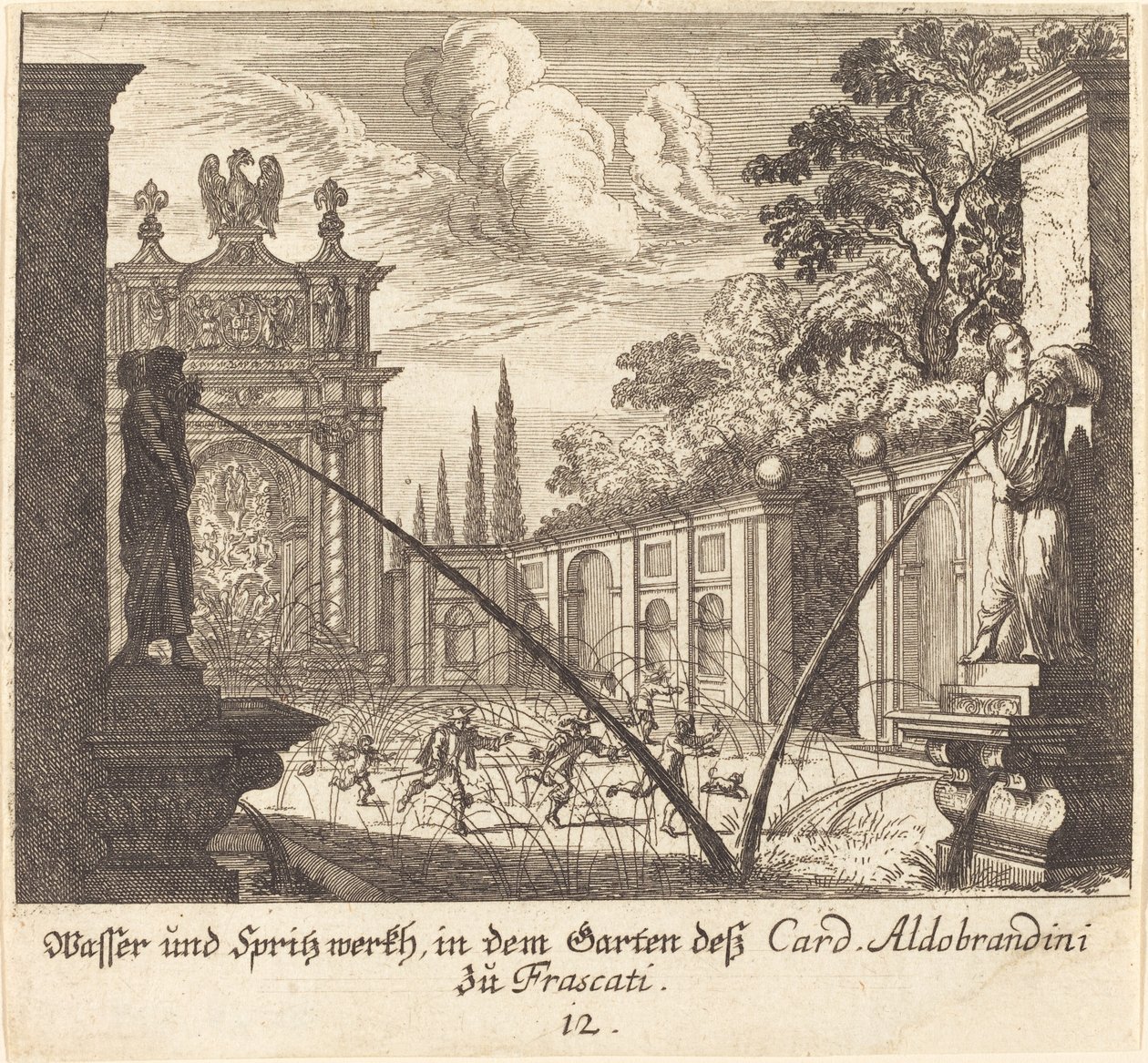 Kardinal Aldobrandini Bahçeleri, Frascati by Melchior Küsel after Johann Wilhelm Baur