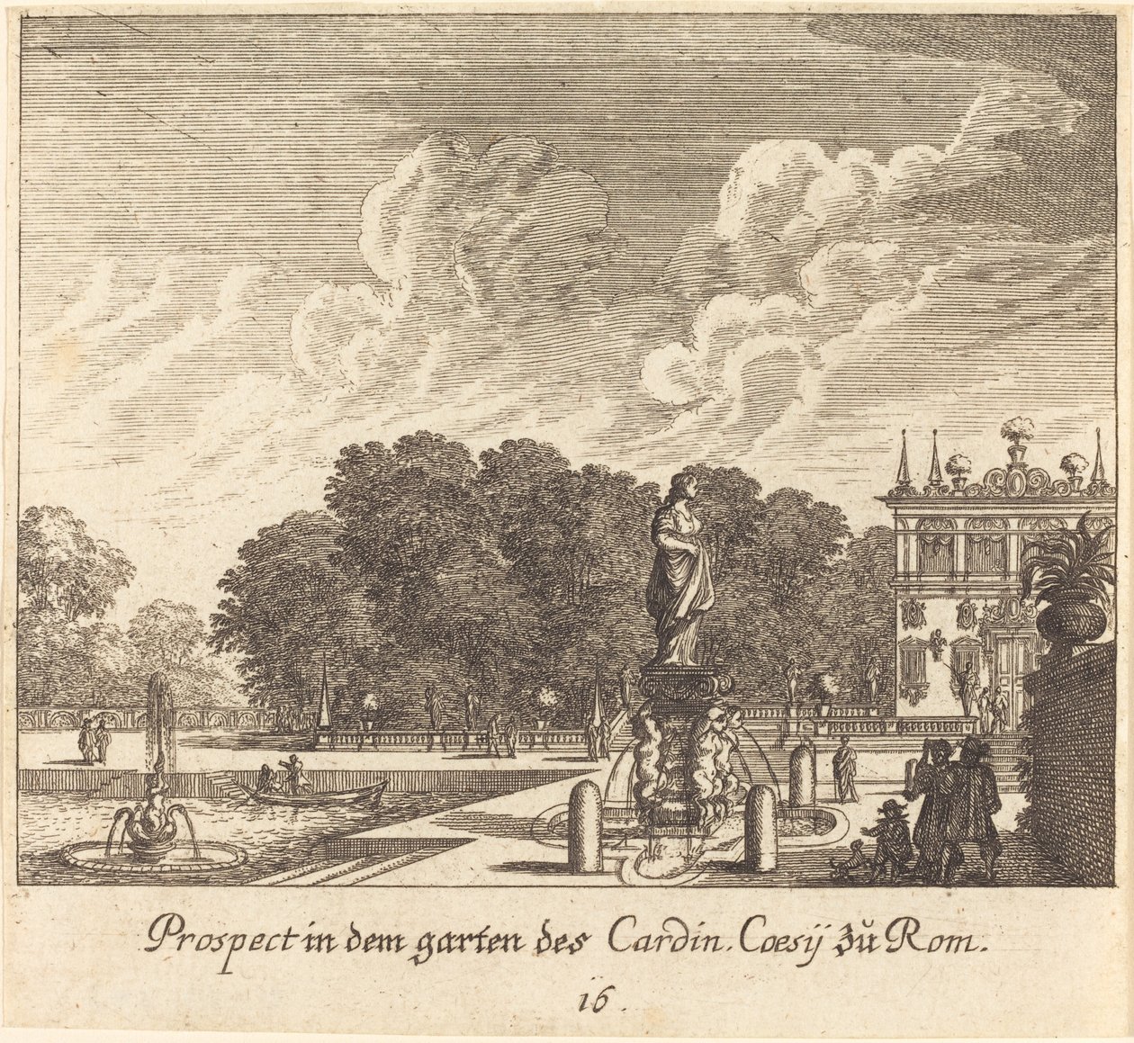 Kardinal Coessi Bahçeleri, Roma by Melchior Küsel after Johann Wilhelm Baur
