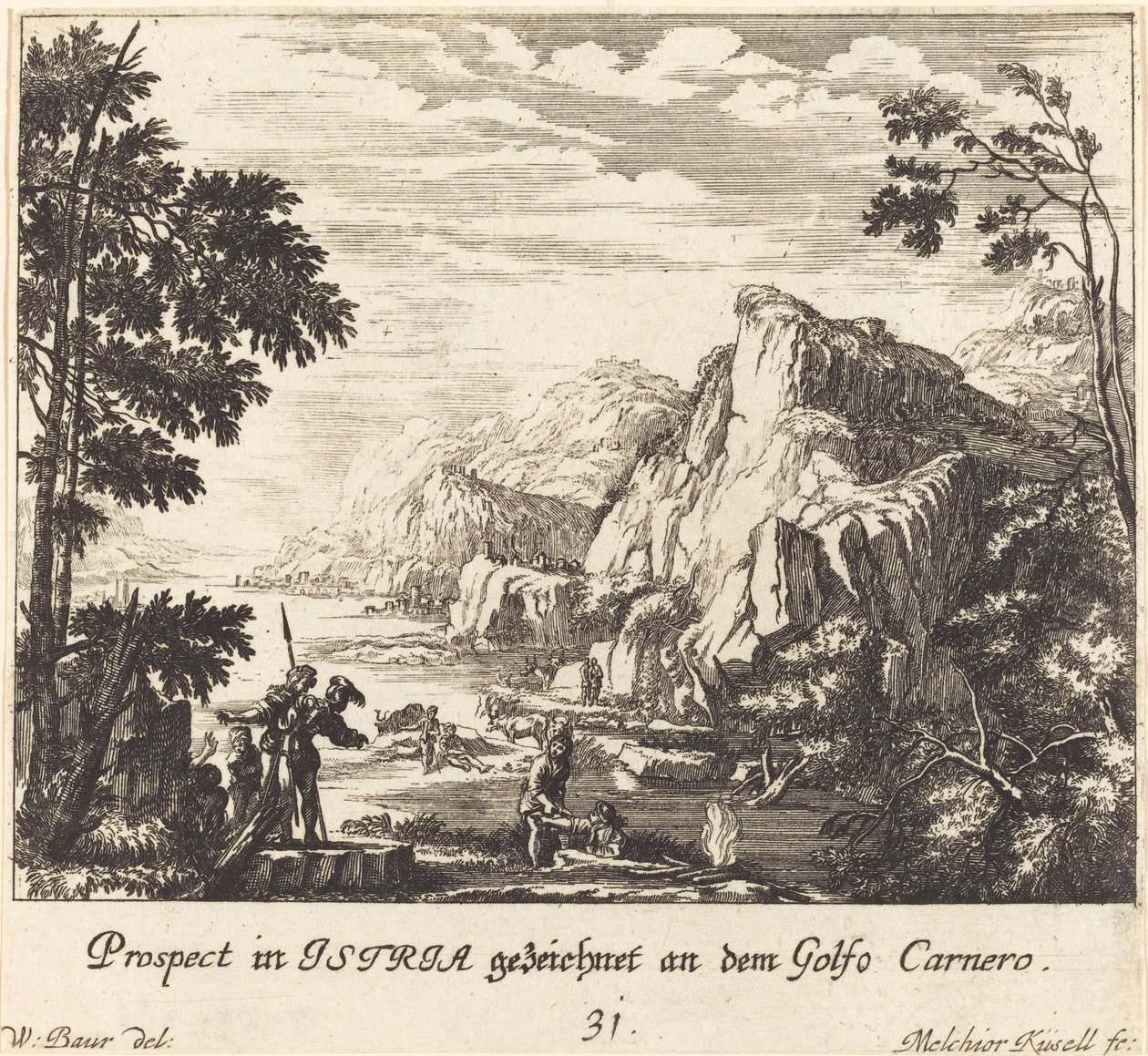 Istria, Carnero Körfezi by Melchior Küsel after Johann Wilhelm Baur