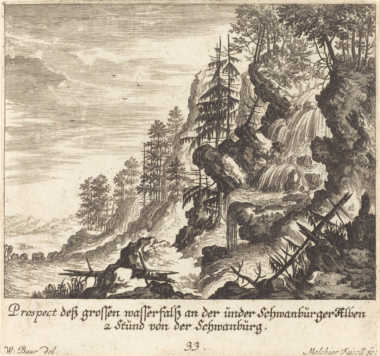 Büyük Şelale, Schwanburg by Melchior Küsel after Johann Wilhelm Baur