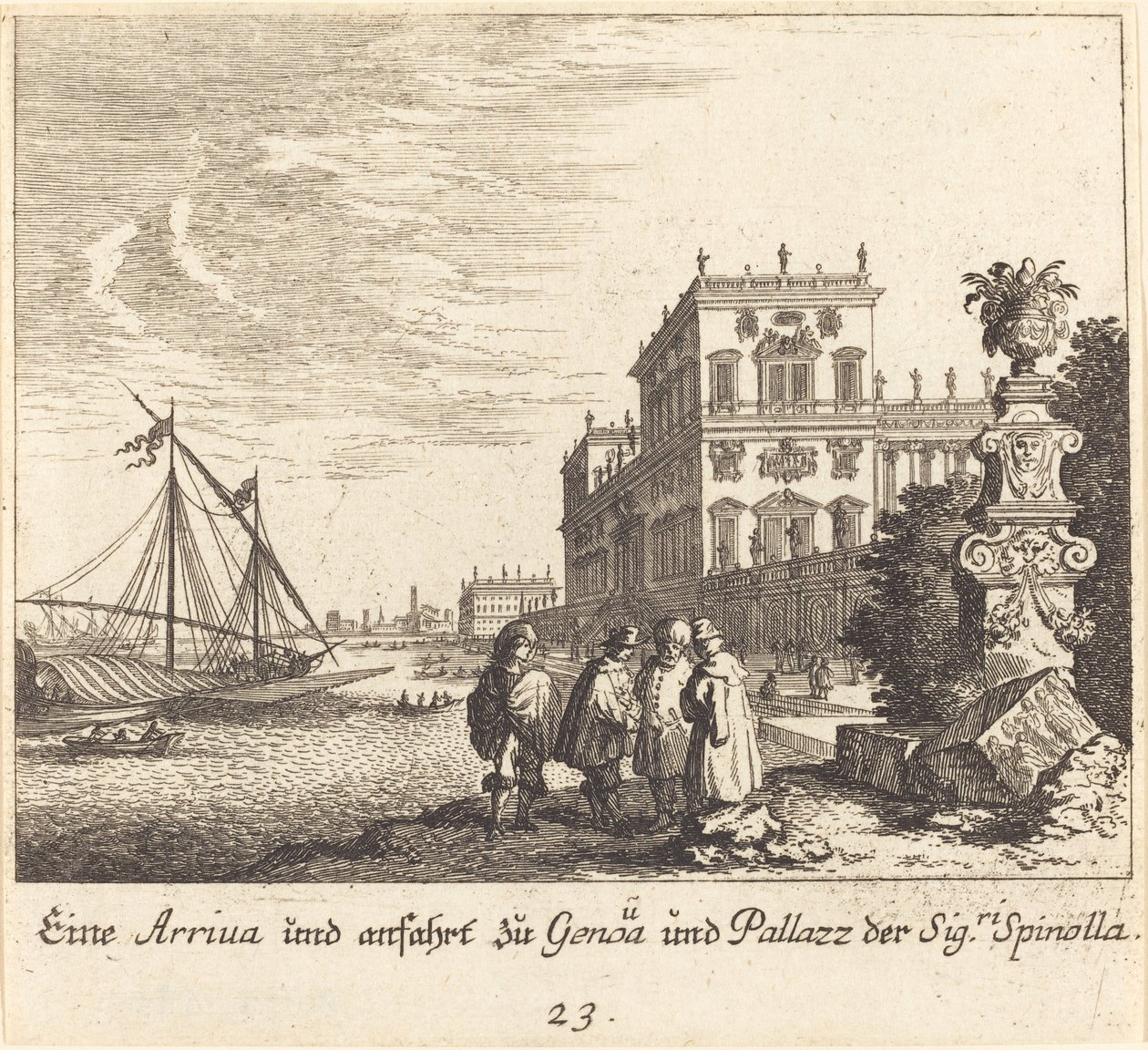 Spinolla Sarayı, Cenova by Melchior Küsel after Johann Wilhelm Baur