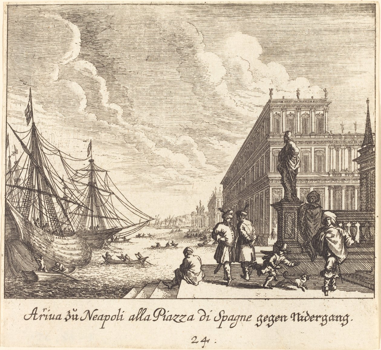 Palazzo di Spagna, Napoli by Melchior Küsel after Johann Wilhelm Baur