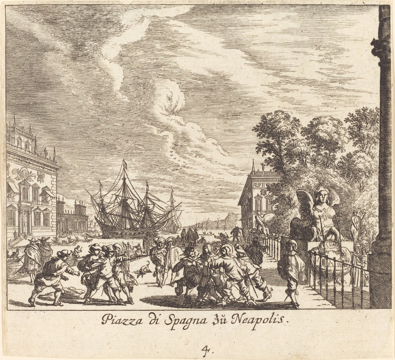 İspanyol Merdivenleri, Napoli by Melchior Küsel after Johann Wilhelm Baur