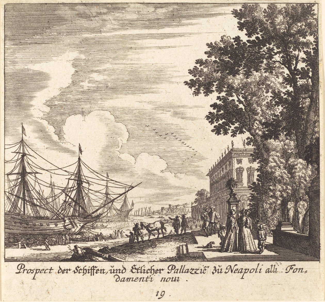 Gemiler, Yeni Temeller, Napoli by Melchior Küsel after Johann Wilhelm Baur