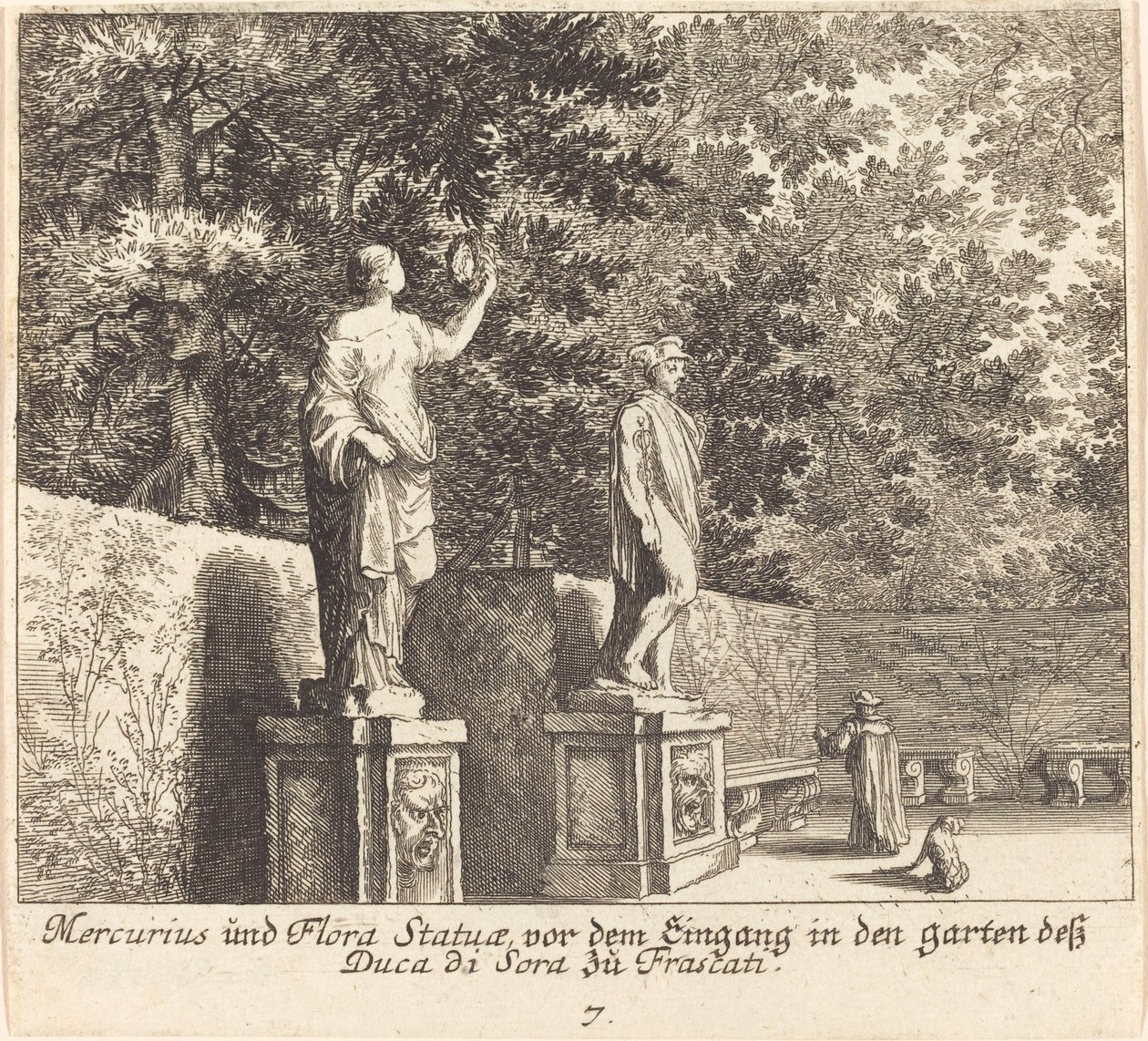 Merkür ve Flora Heykelleri, Dukedi Sora Bahçeleri, Frascati by Melchior Küsel after Johann Wilhelm Baur