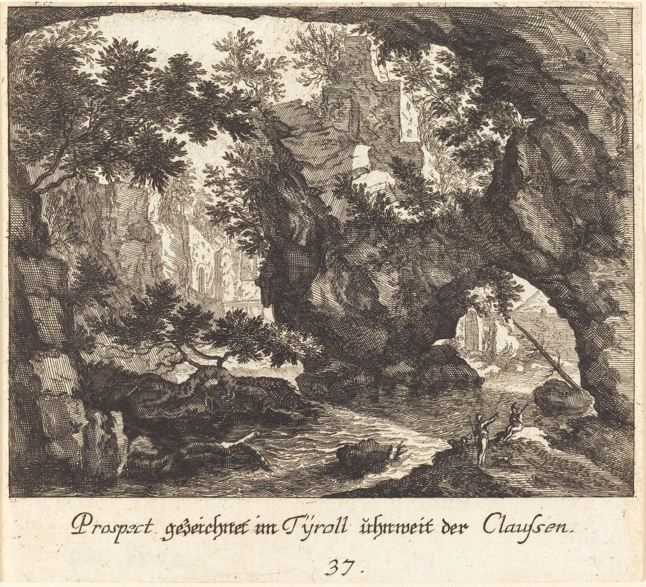 Tirol Manzarası by Melchior Küsel after Johann Wilhelm Baur