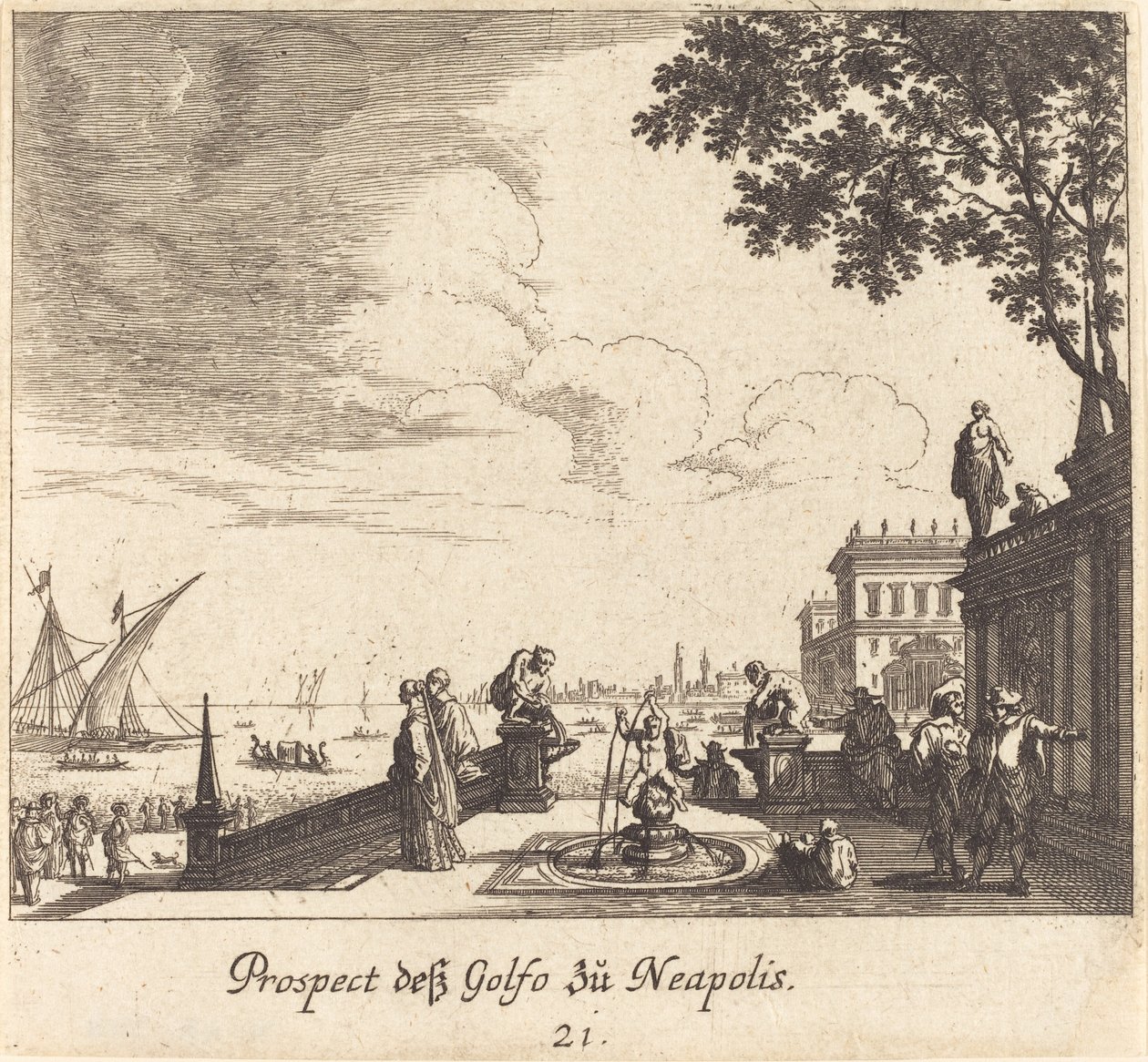 Napoli Körfezi manzarası by Melchior Küsel after Johann Wilhelm Baur