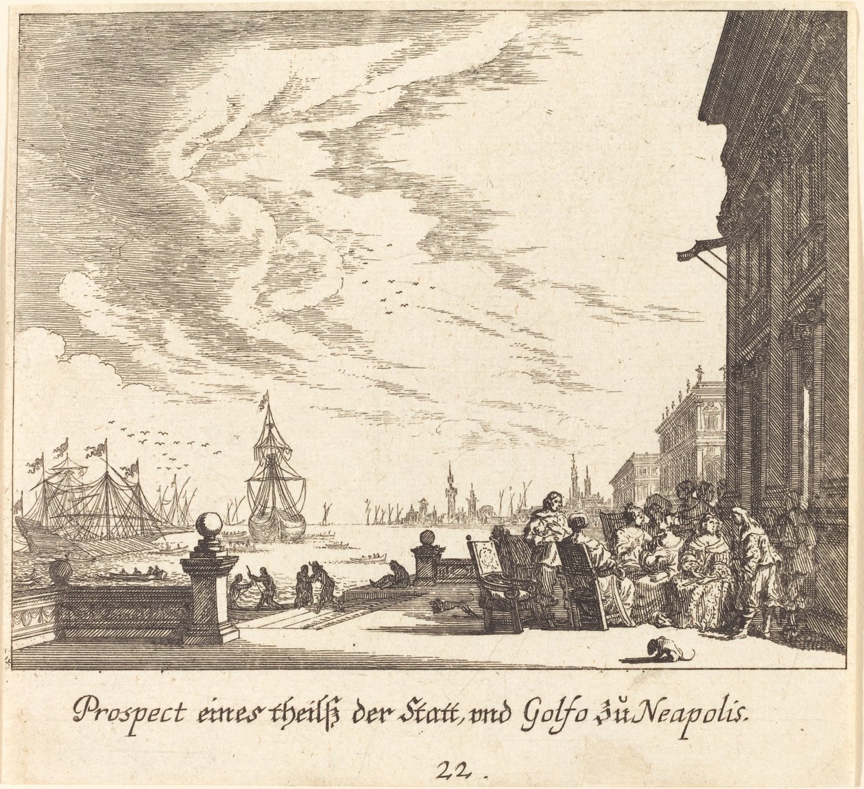 Napoli Körfezi manzarası by Melchior Küsel after Johann Wilhelm Baur