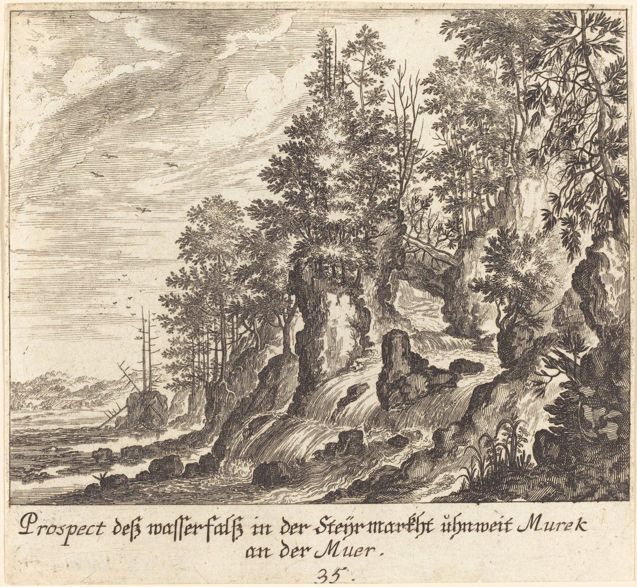 Şelale by Melchior Küsel after Johann Wilhelm Baur