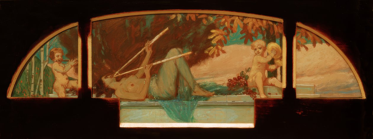 Sonbaharın Alegorisi (bir perinin çift auloi üflediği satir müziği) by Melchior Lechter