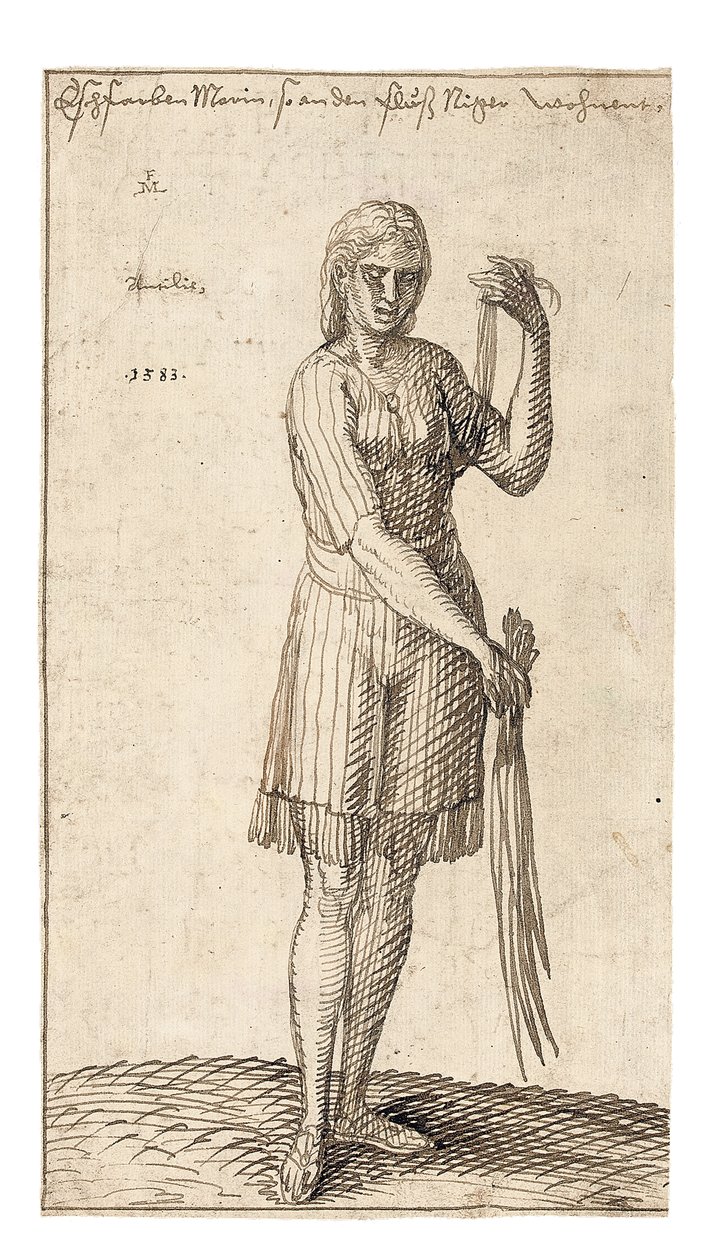 Saz tutan Nijeryalı bir kadın, 1583 by Melchior Lorck
