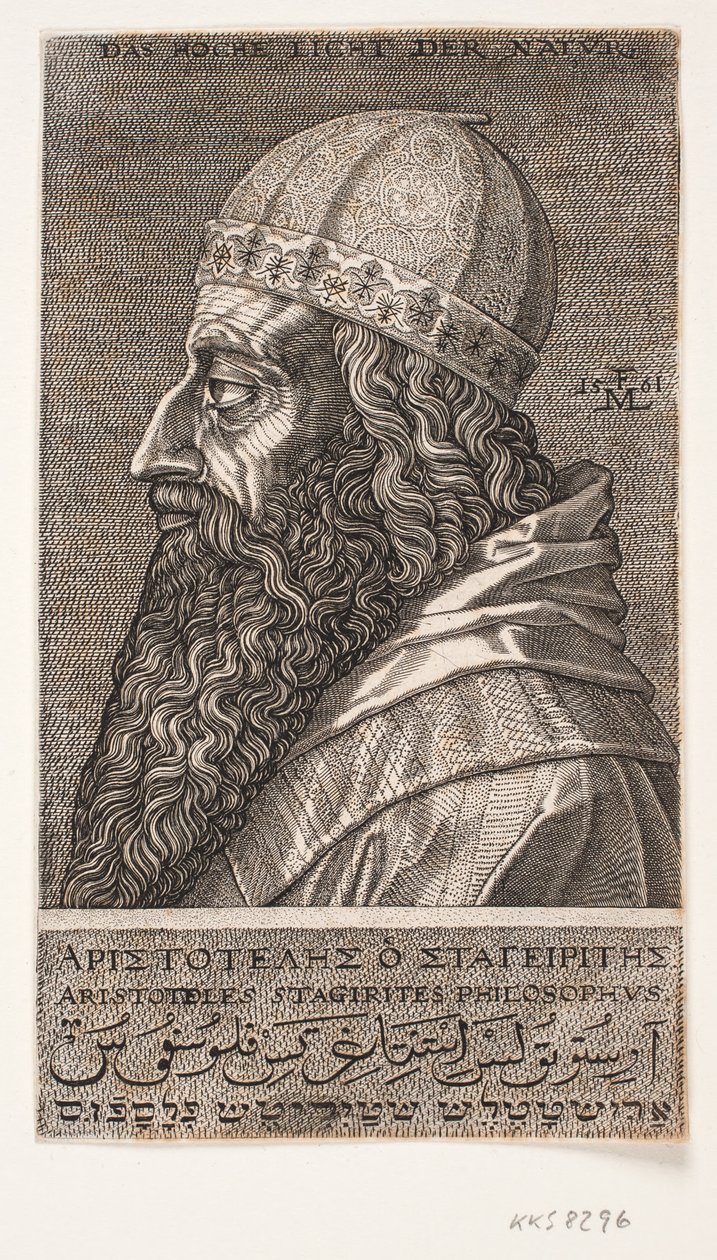 Aristoteles, yarım uzunlukta portre, sola doğru profil by Melchior Lorck