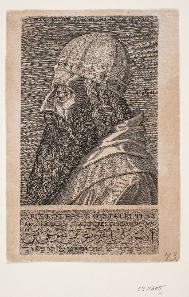 Aristoteles, yarım uzunlukta portre, sola doğru profil by Melchior Lorck