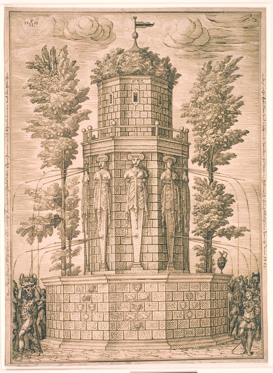 Caryatids ile Çeşme by Melchior Lorck