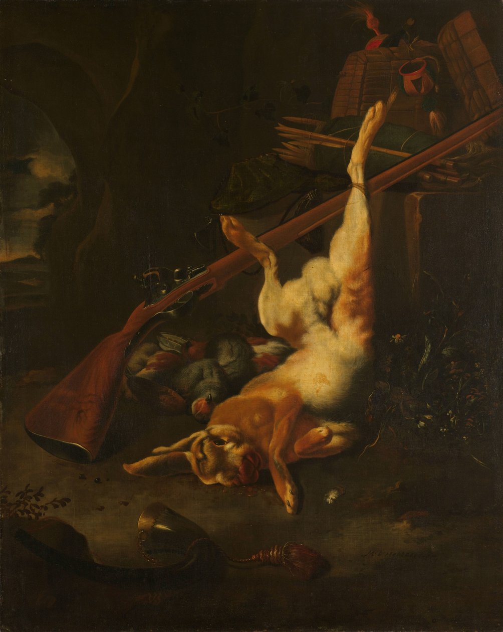 Ölü Tavşanlı Bir Avcı Çantası by Melchior d